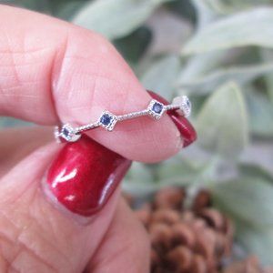 TANZANITE 925 Sterling Narrow Eternity Band>Dainty,Wedding,Non Tarnish,Thin Band